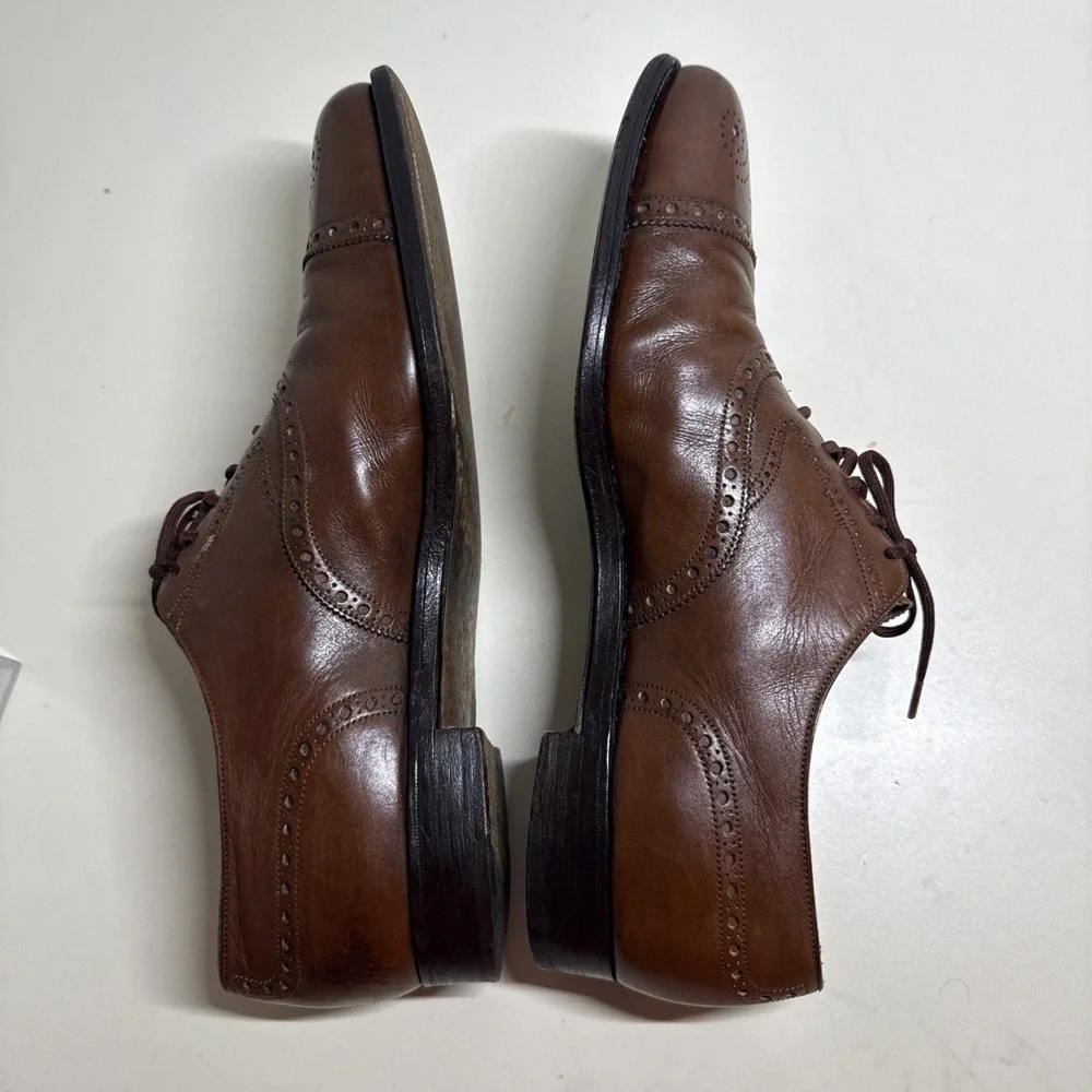 Peal & Co Brooks Brothers Brown Cap Toe Oxford Dress Shoes Mens 9,5 Made England